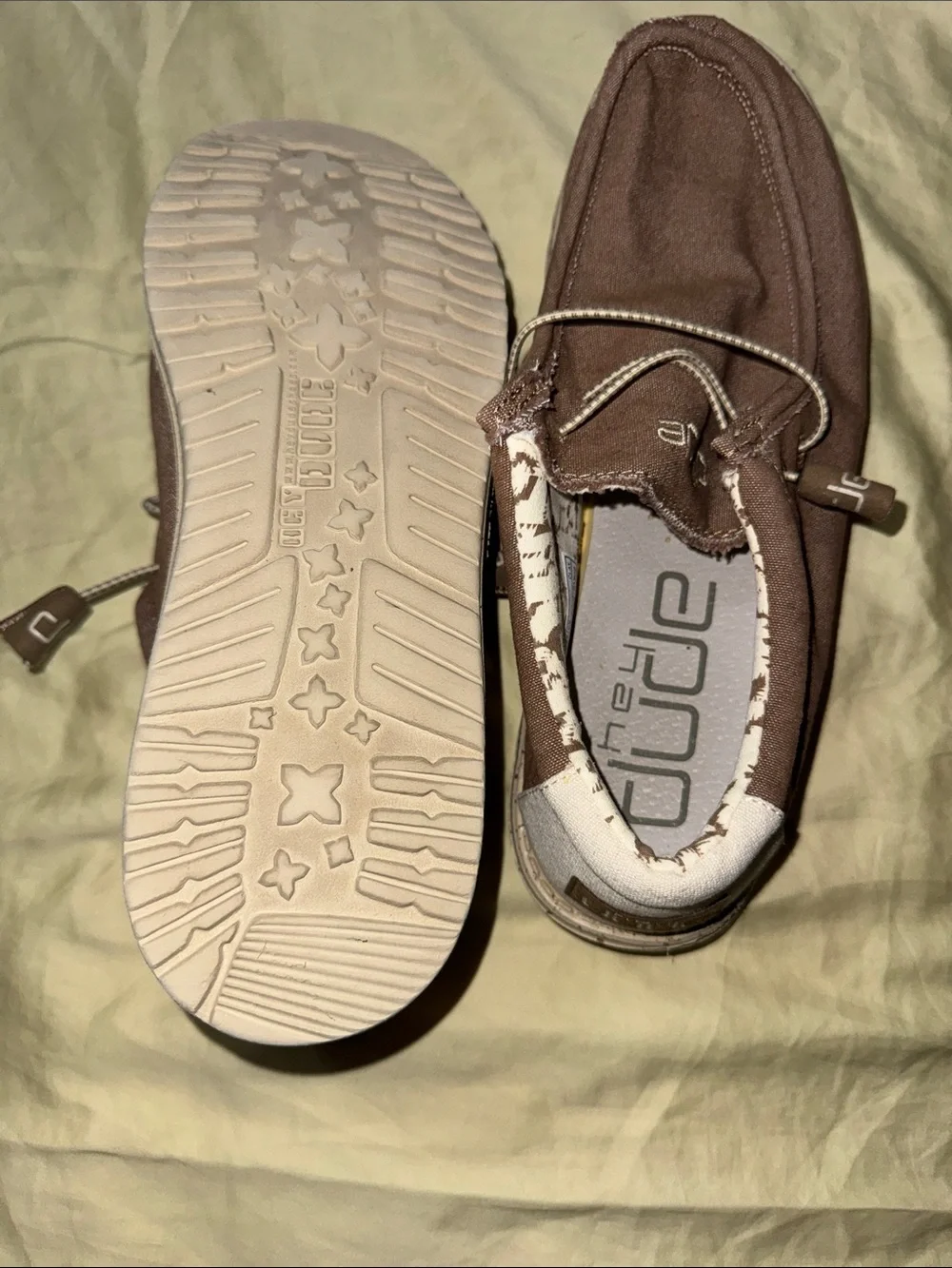 Hey Dude Men’s Brown Canvas Slip-On Boat Shoes